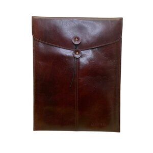 Levenger Brown Leather Envelope Closure Rustic Finish Document Folder Portfolio